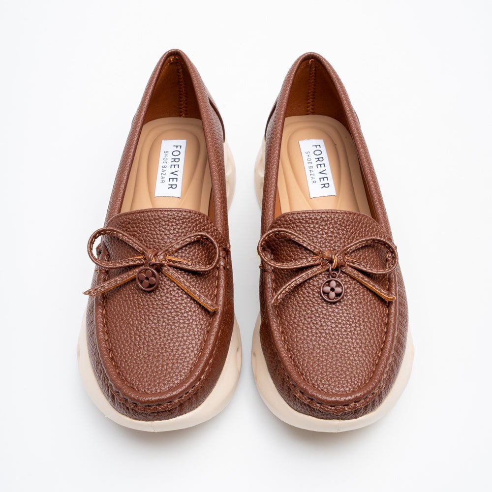 Perforated Posh - Brown Loafers - view 3