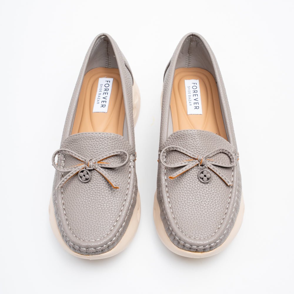 Perforated Posh - Grey Loafers - view 3