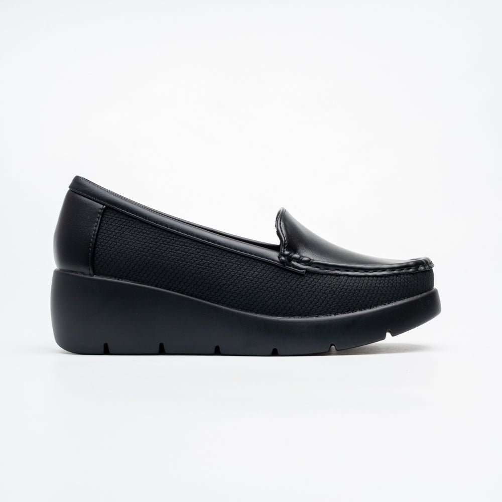 Orlana Comfort Wedge Loafers - Black