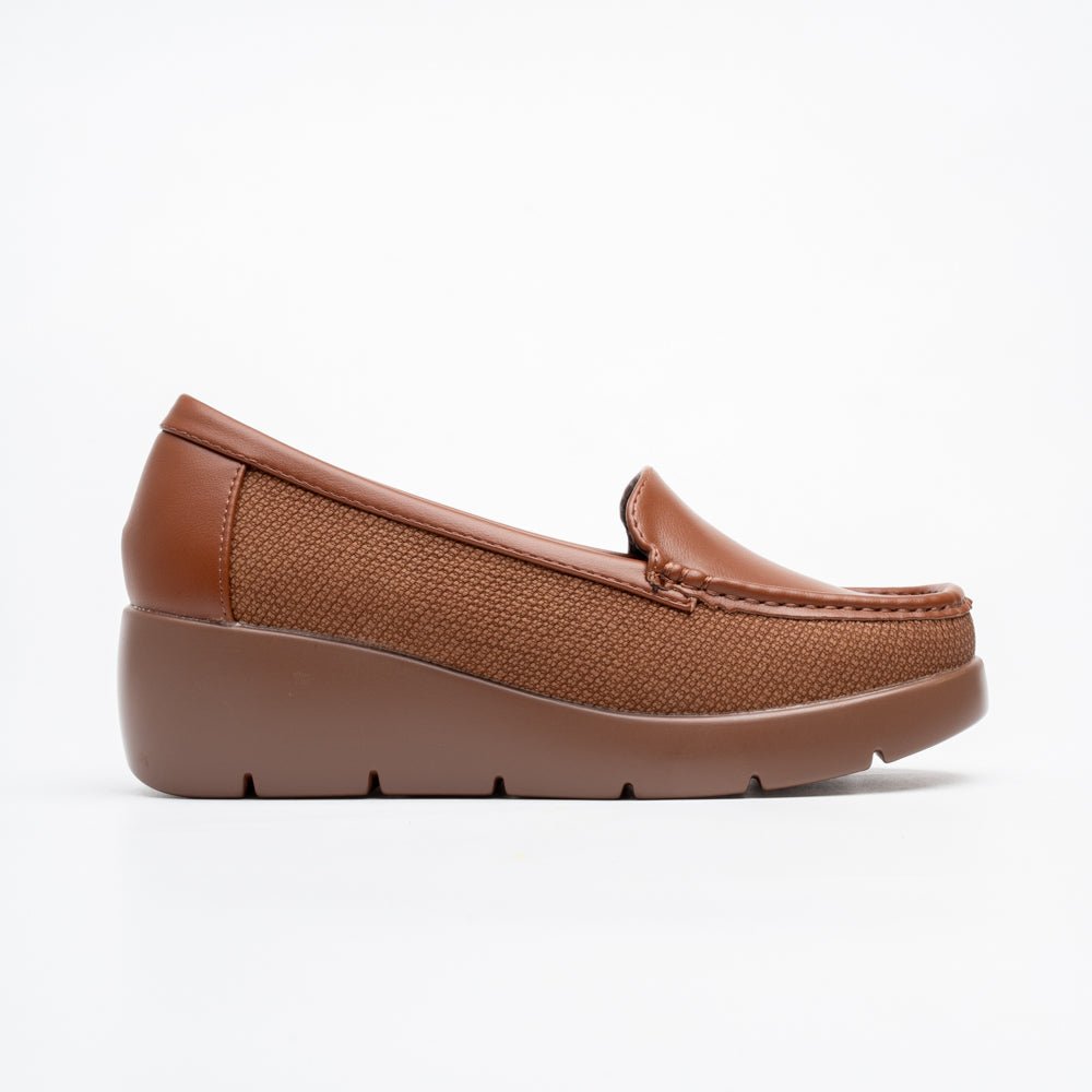 Orlana Comfort Wedge Loafers - Brown