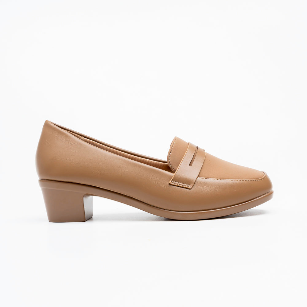 Torvina Office Penny Loafer Heels - Khaki