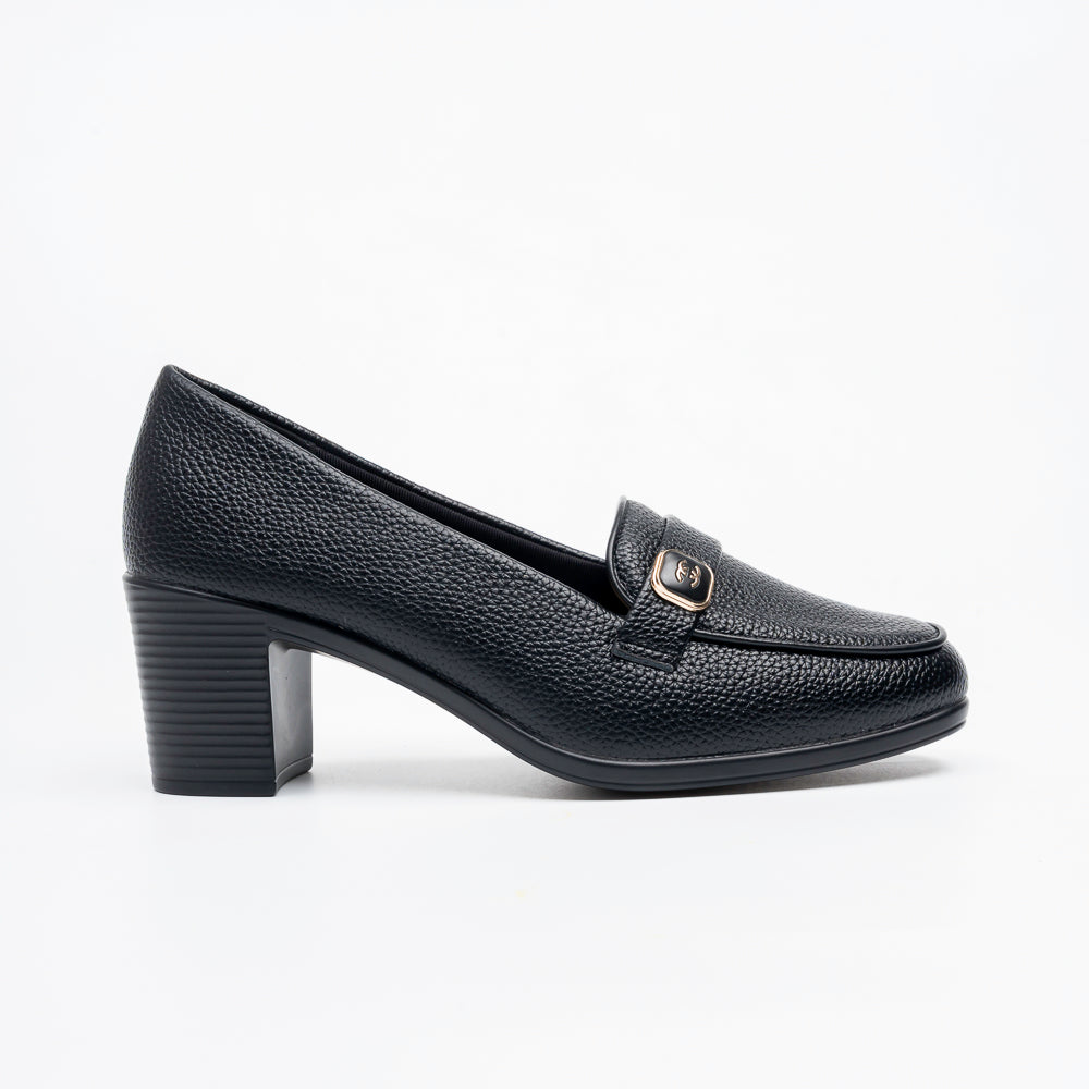 Cavina Strap Loafer Heels - Black