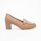 Cavina Strap Loafer Heels - Khaki