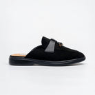 Santino Suede Mule Loafers - Black