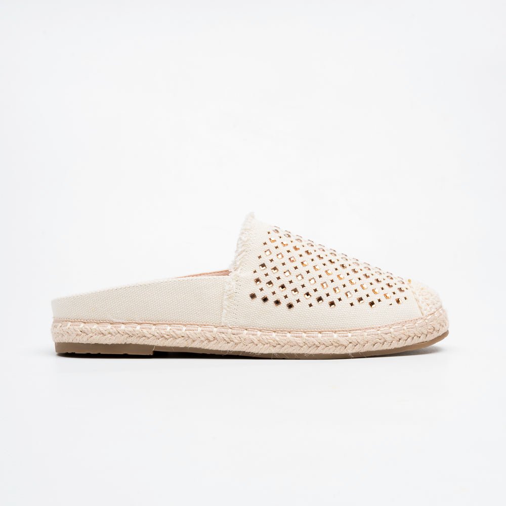 Azure Weave Resort Mules - Beige