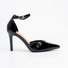 D'Orsay Ankle Strap Stiletto Heels - Black