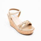 Calvera Knot Strap Cork Wedges - Gold - view 2