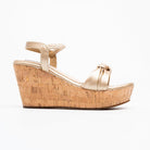 Calvera Knot Strap Cork Wedges - Gold