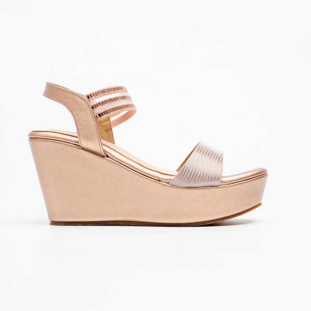 Aurielle Crystal Platform Wedges - Champagne