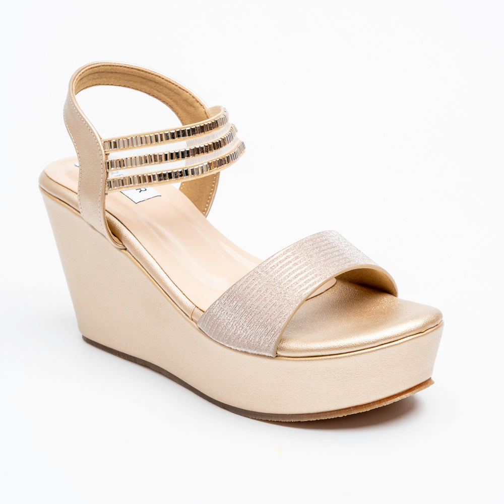 Aurielle Crystal Platform Wedges - Gold - view 2
