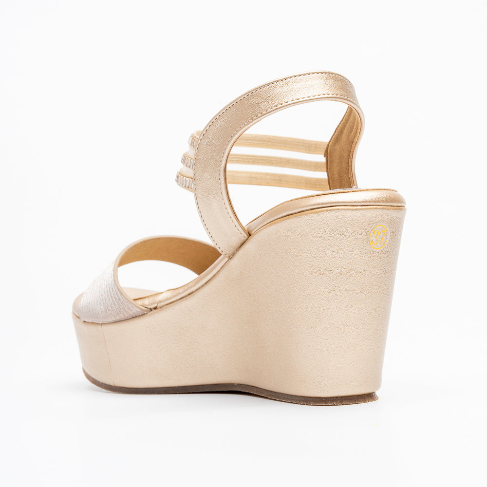 Aurielle Crystal Platform Wedges - Gold - view 5