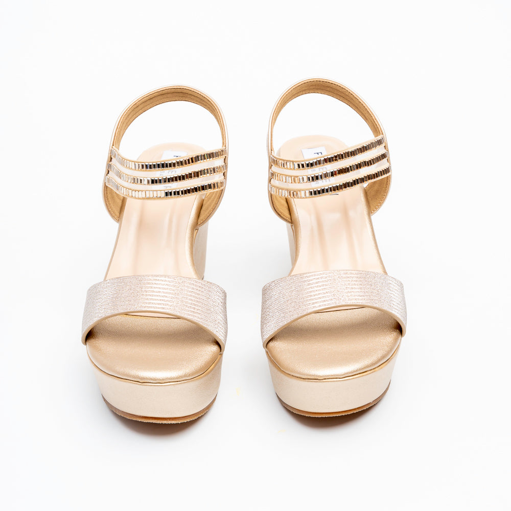 Aurielle Crystal Platform Wedges - Gold - view 3