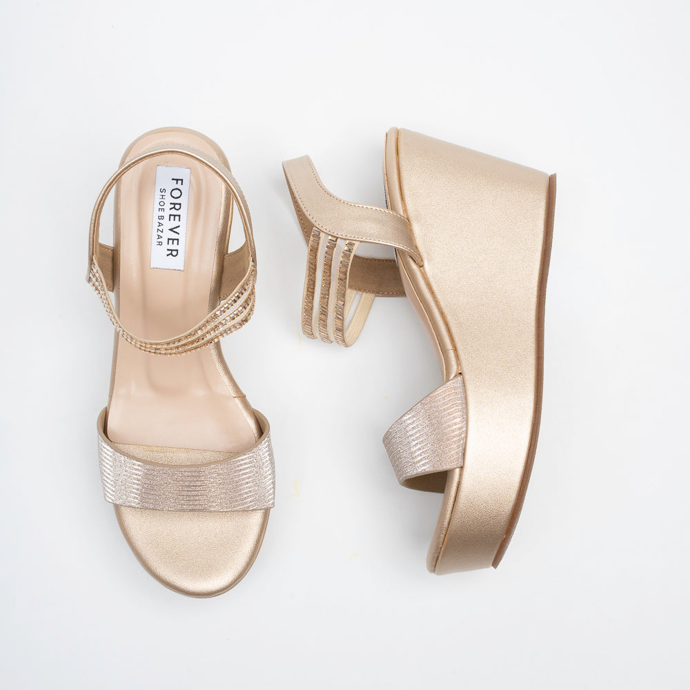Aurielle Crystal Platform Wedges - Gold - view 4
