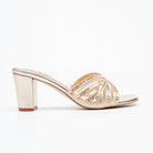 Gilded Mesh Dream - Gold Block Heel Slippers - view 2