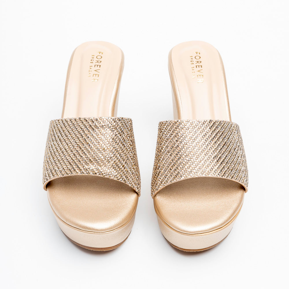 Crystal Glow - Gold Platform Heels - view 3