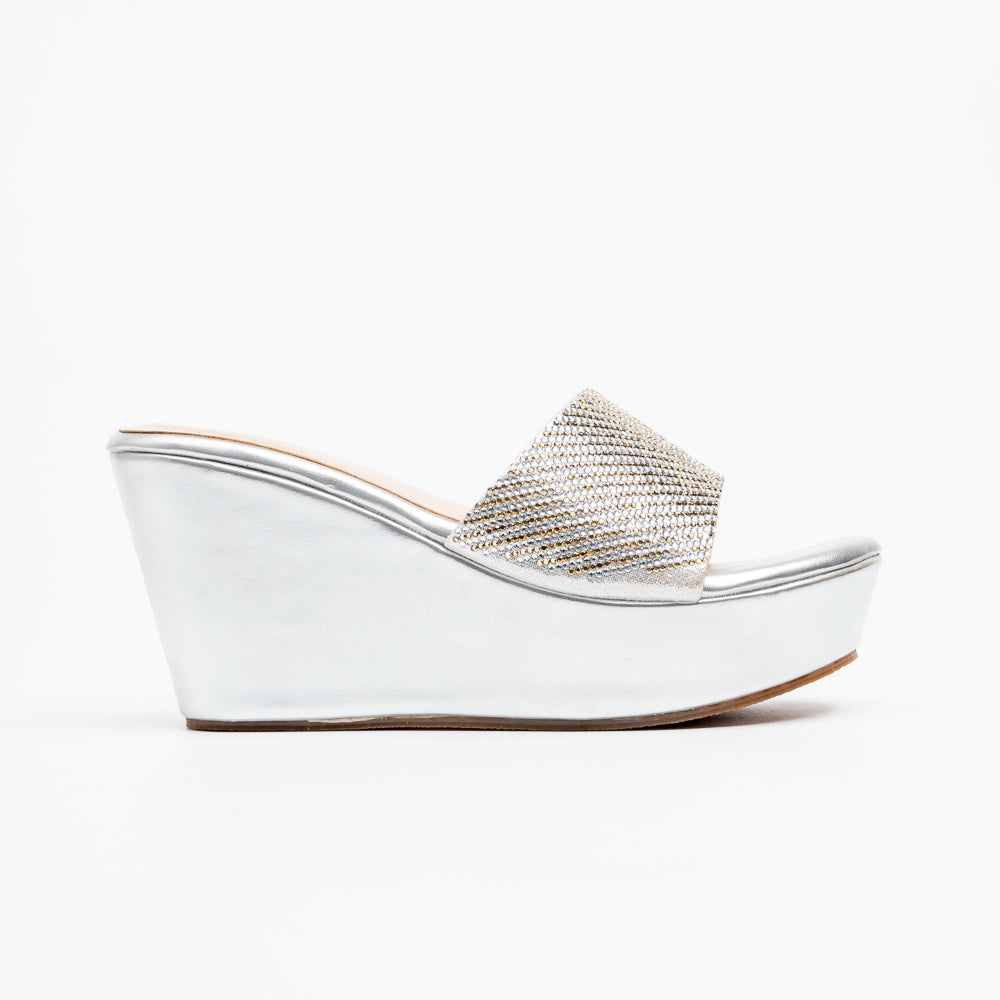 Crystal Glow - Silver Platform Heels - view 2