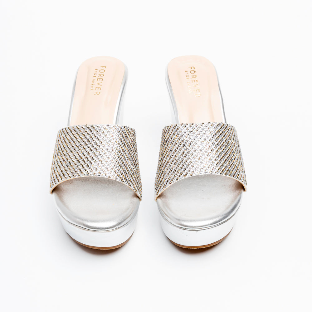 Crystal Glow - Silver Platform Heels - view 3