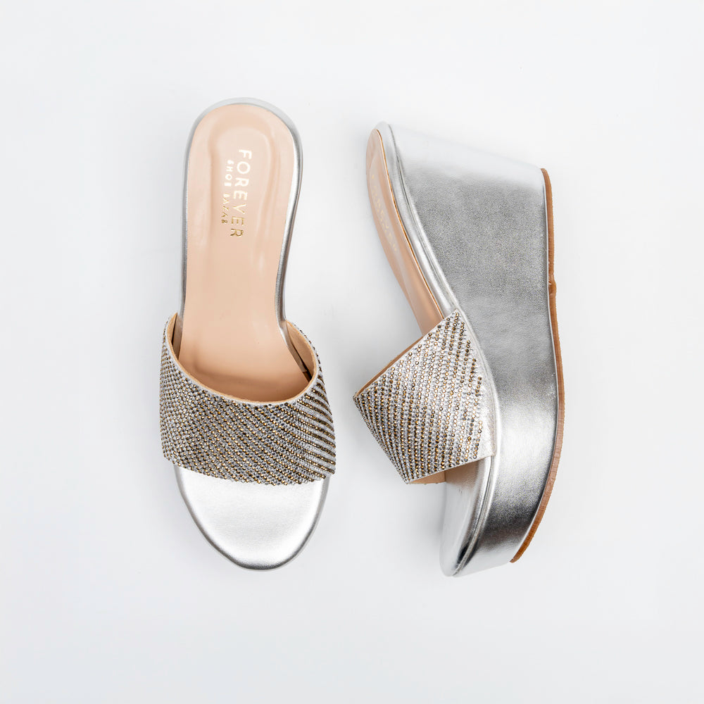 Crystal Glow - Silver Platform Heels - view 4