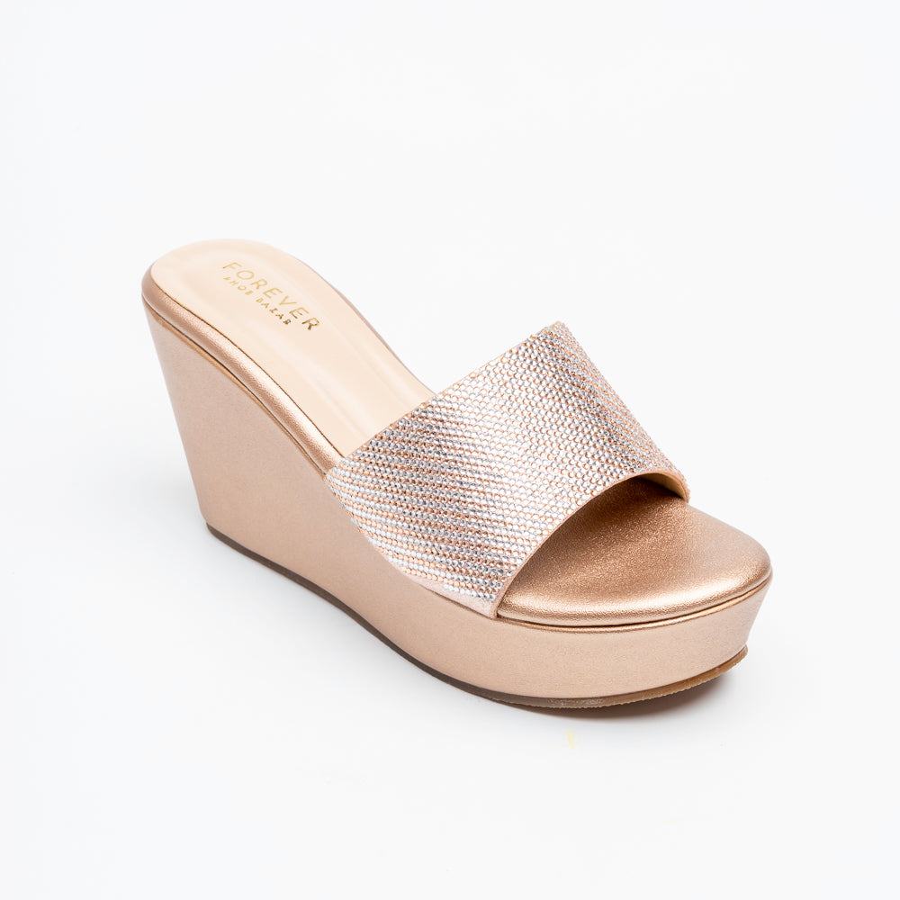 Crystal Glow - Champagne Platform Heels