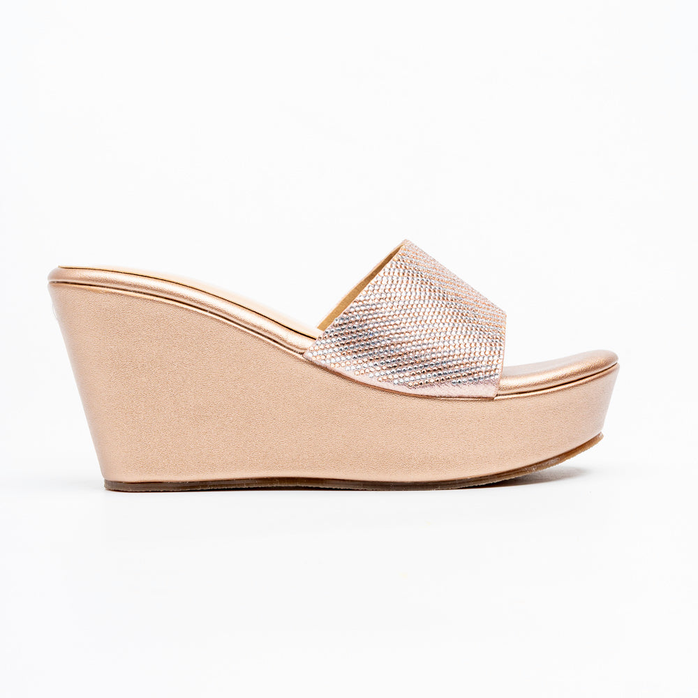 Crystal Glow - Champagne Platform Heels - view 2