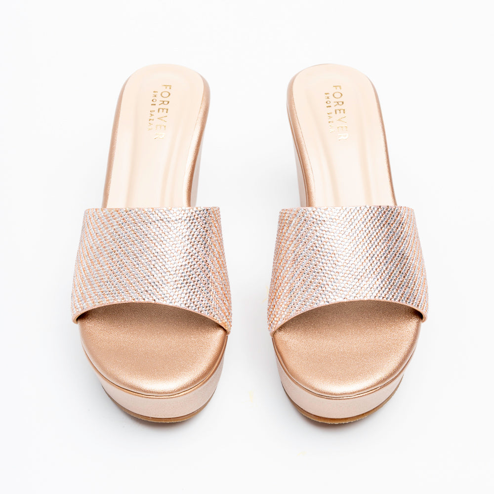 Crystal Glow - Champagne Platform Heels - view 3