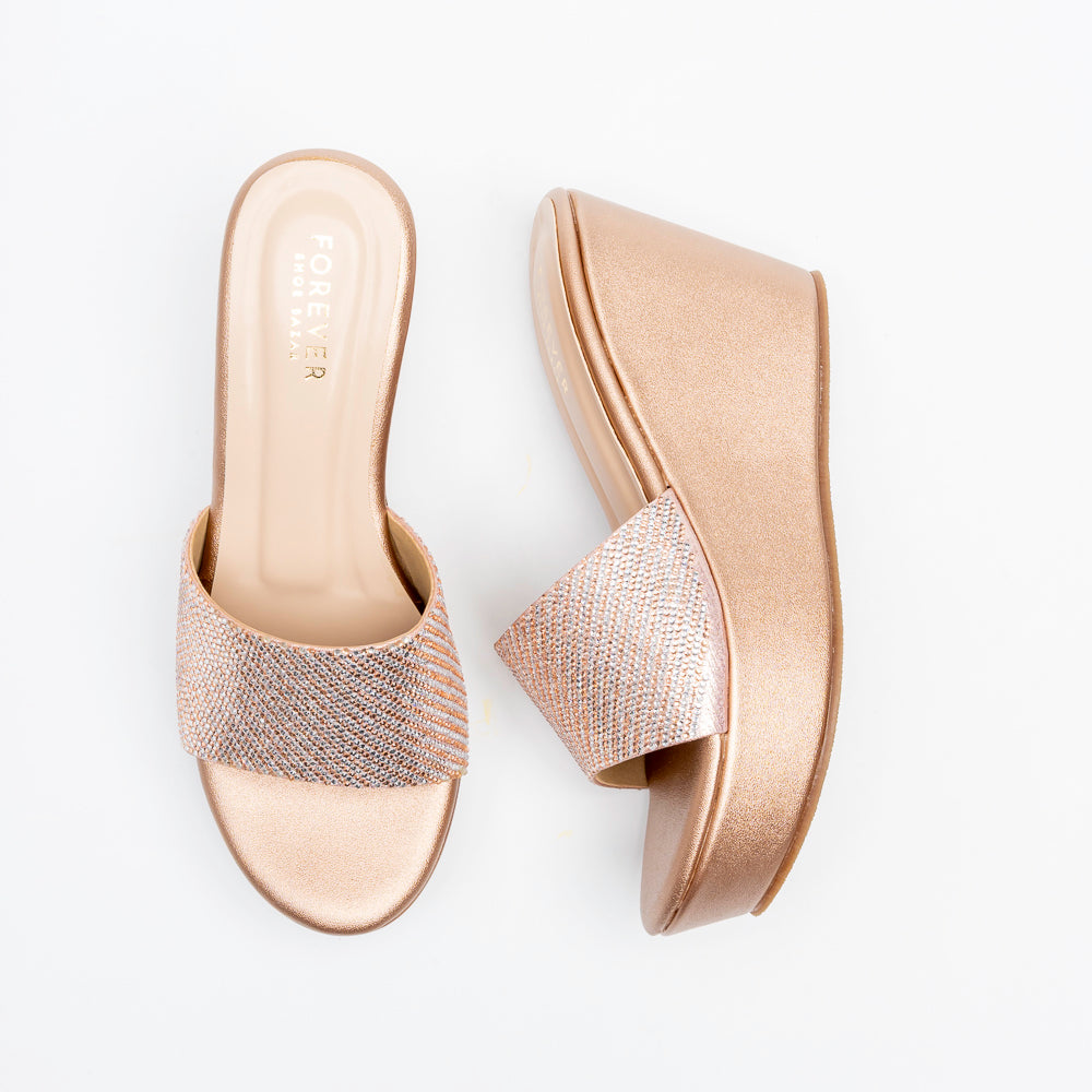 Crystal Glow - Champagne Platform Heels - view 4