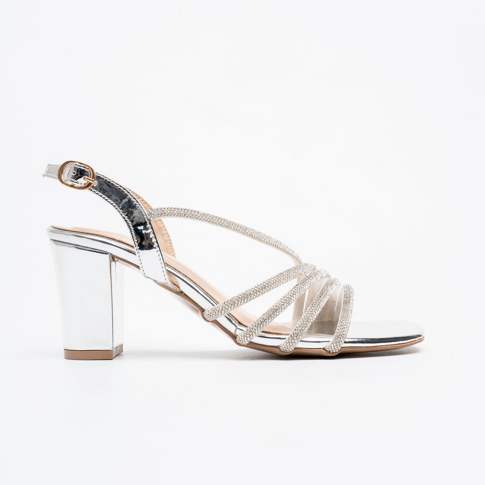 Luminara Crystal Strap Heels - Silver