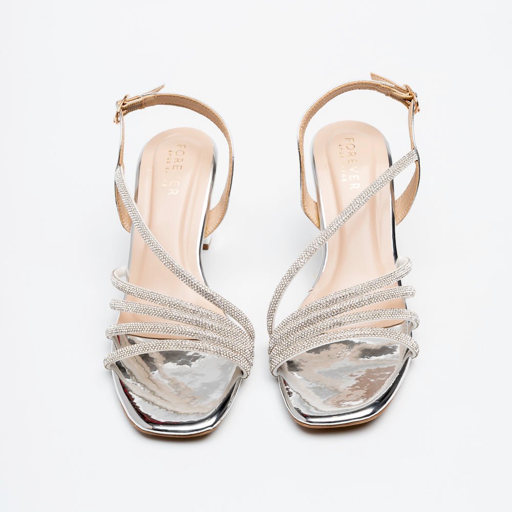 Luminara Crystal Strap Heels - Silver - view 3