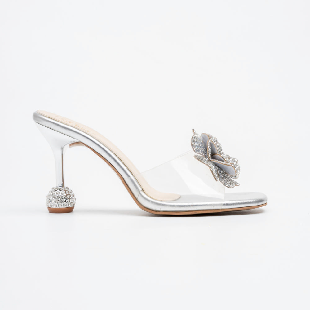 Celina Crystal Flower High Heels - Silver - view 2