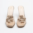Celina Crystal Flower High Heels - Gold - view 3