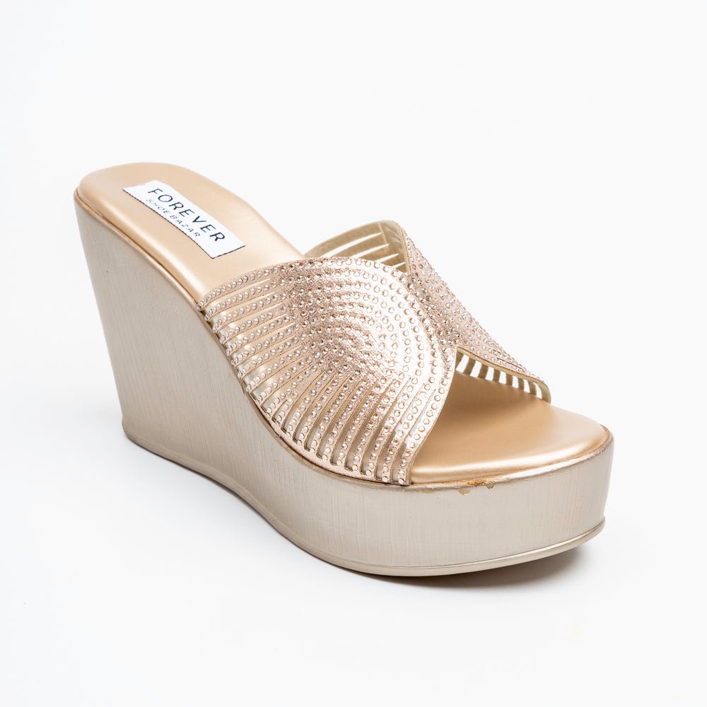 Marvelle Sparkle Wedge Slides - Gold - view 2