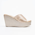 Marvelle Sparkle Wedge Slides - Gold