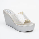 Marvelle Sparkle Wedge Slides - Silver - view 2