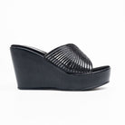 Marvelle Sparkle Wedge Slides - Black