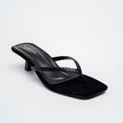 Valira Crystal V-Strap Kitten Heels - Black - view 2