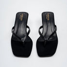 Valira Crystal V-Strap Kitten Heels - Black - view 3