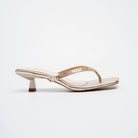 Valira Crystal V-Strap Kitten Heels - Gold