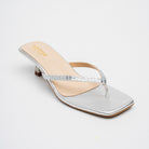 Valira Crystal V-Strap Kitten Heels - Silver - view 2