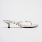 Valira Crystal V-Strap Kitten Heels - Silver