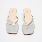Valira Crystal V-Strap Kitten Heels - Silver - view 3