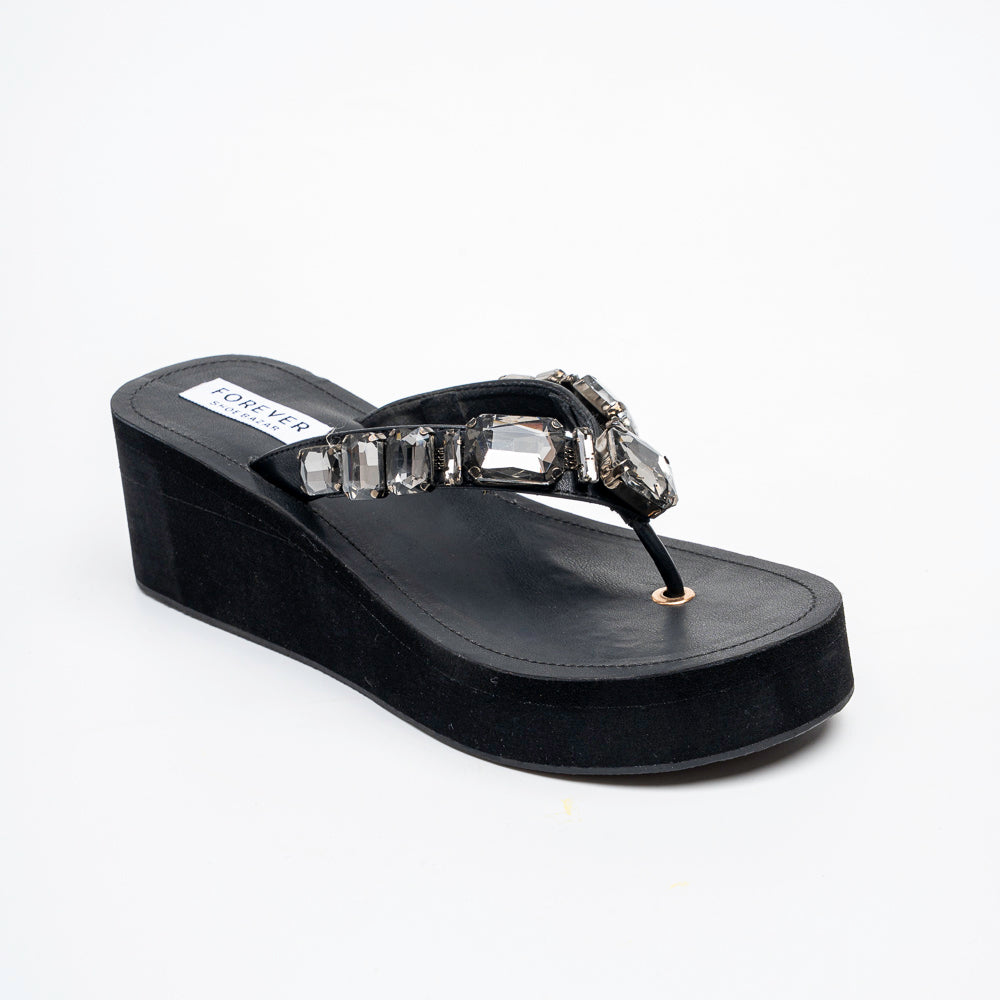 Orabella Jewel Wedge Sandals - Black - view 2