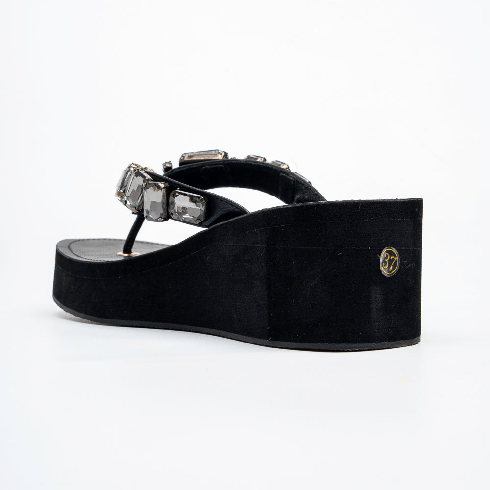 Orabella Jewel Wedge Sandals - Black - view 5