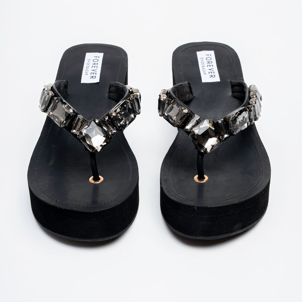 Orabella Jewel Wedge Sandals - Black - view 3