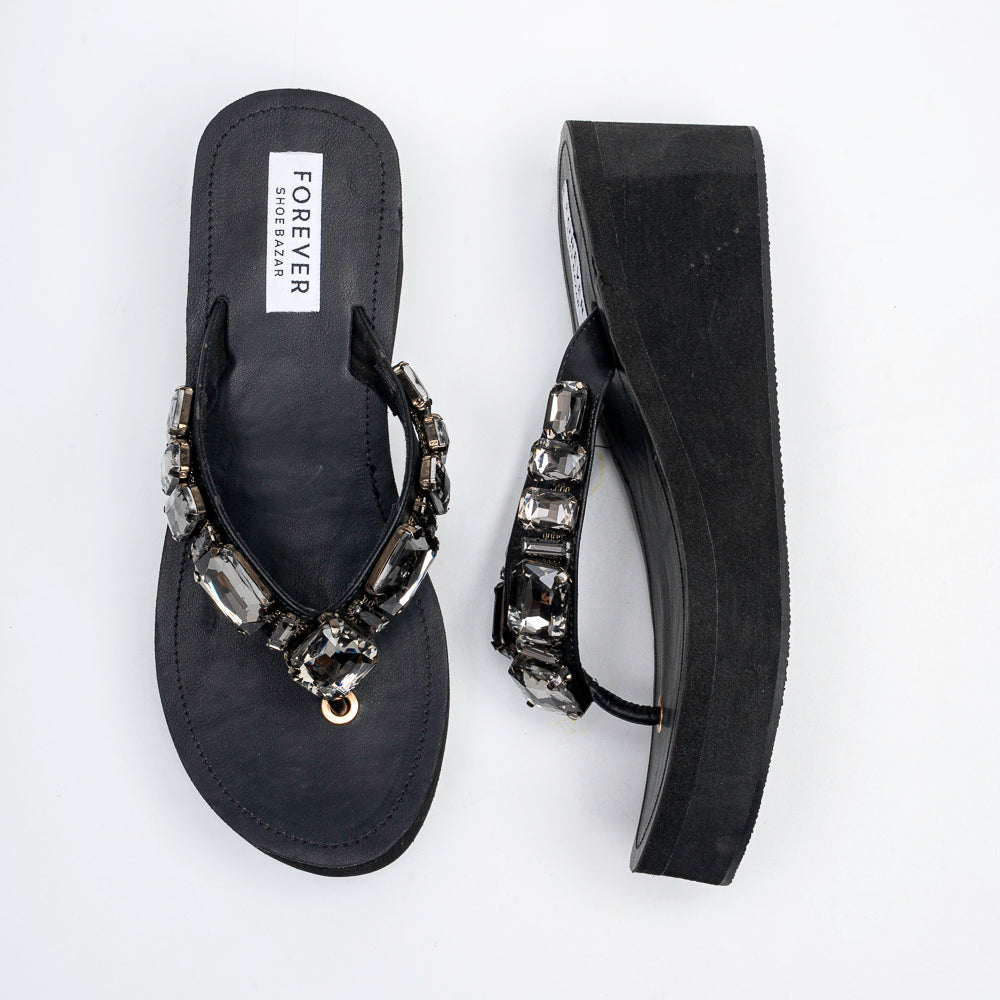 Orabella Jewel Wedge Sandals - Black - view 4