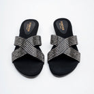 Lumiera Crystal Cross Slides - Black - view 3