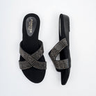 Lumiera Crystal Cross Slides - Black - view 4