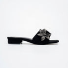 Noir Bloom Crystal Mules - Black