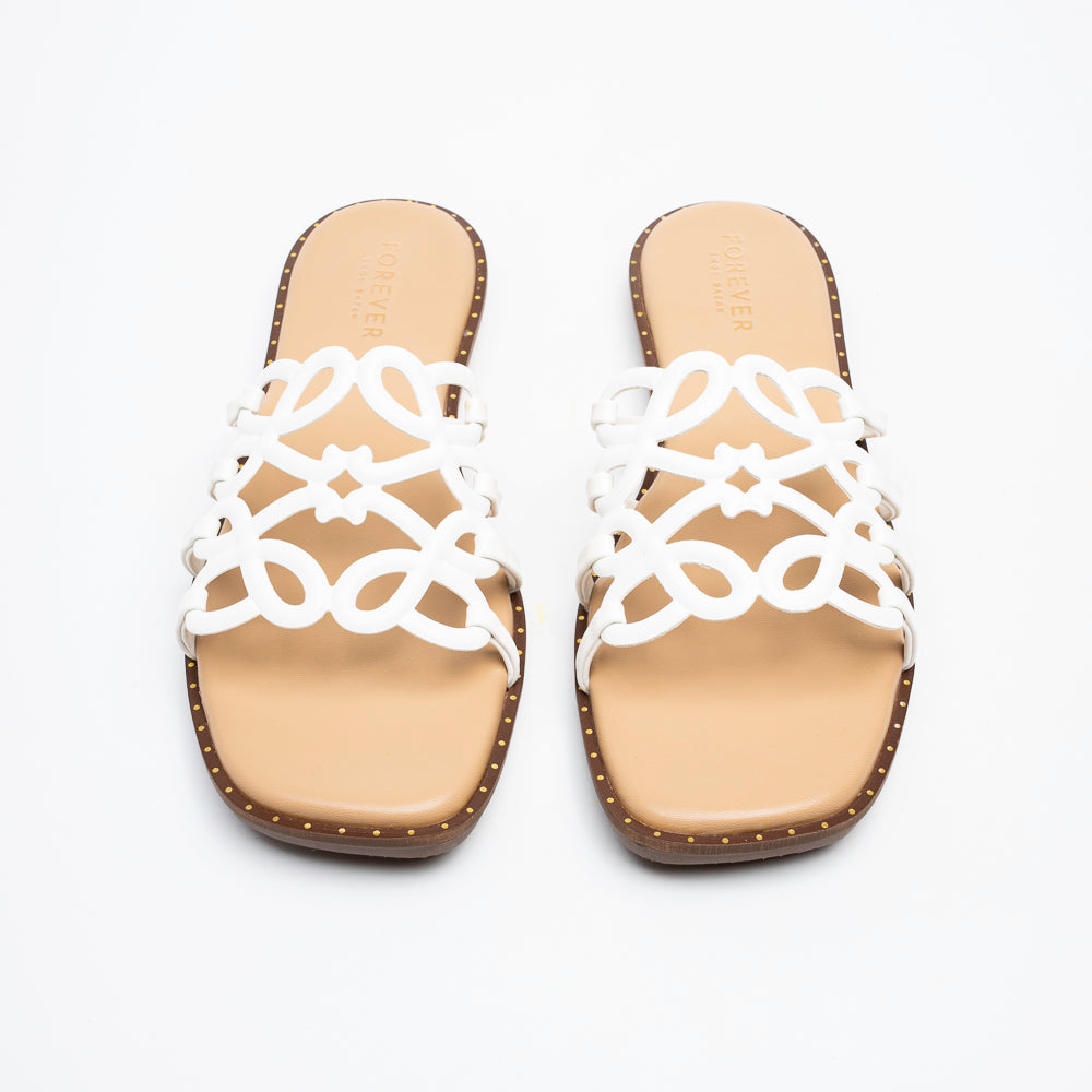 Orlina Scroll Strap Slides - White - view 3