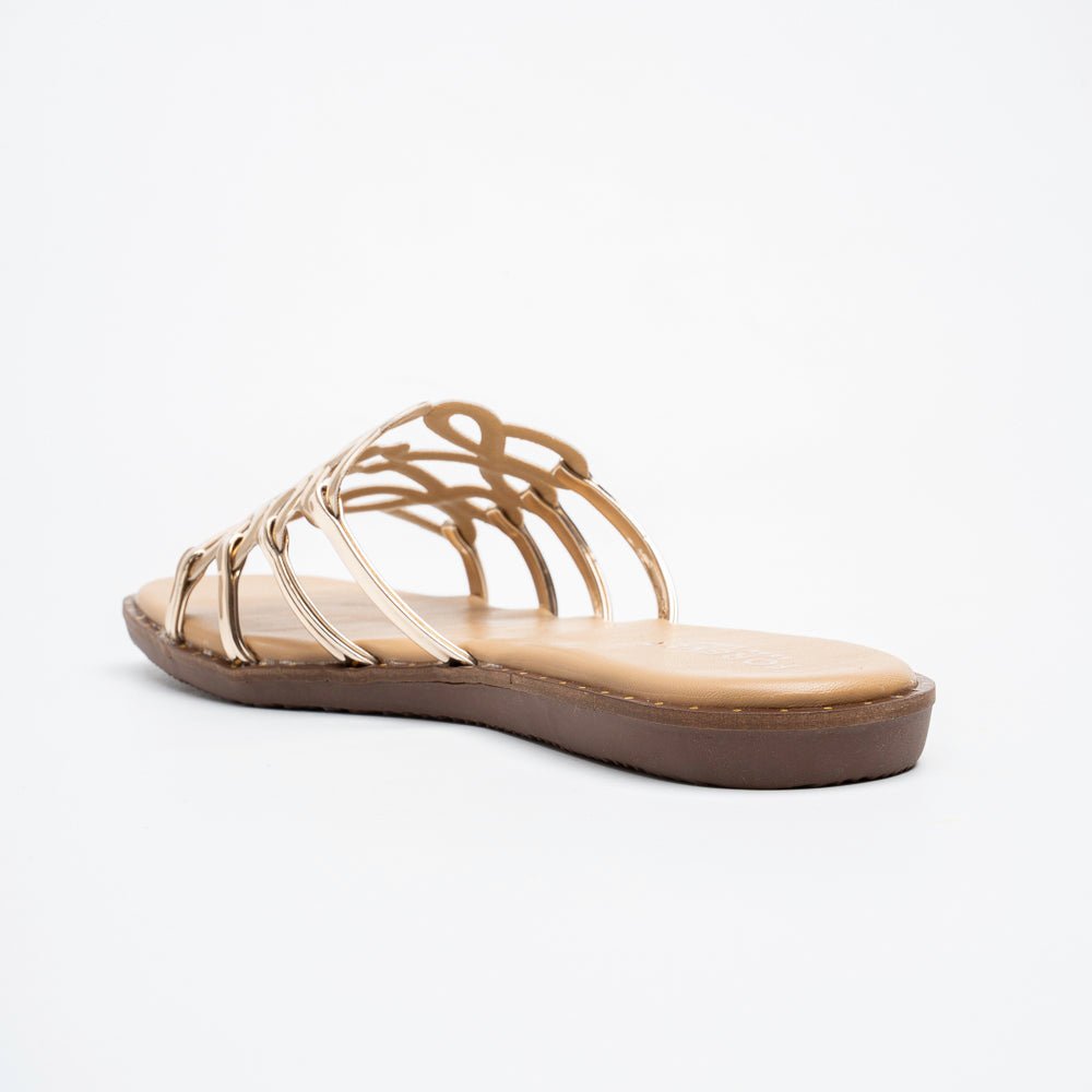 Orlina Scroll Strap Slides - Gold - view 5
