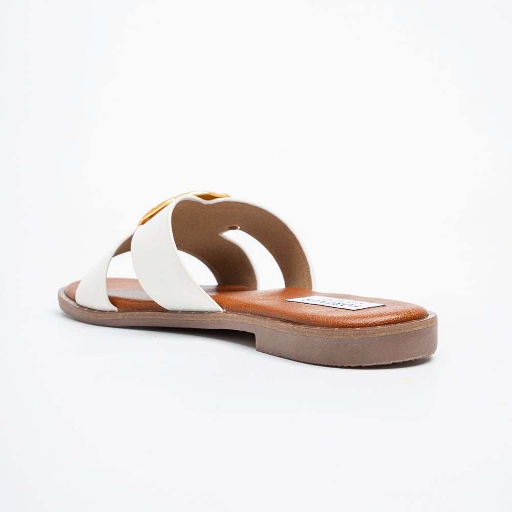 Aurelia Luxe Slides - White Flats - view 5